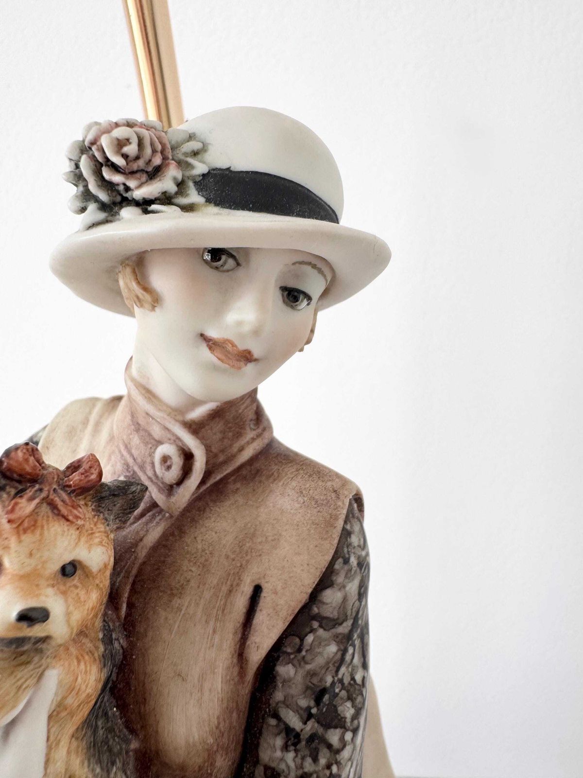 Vintage Giuseppe Armani Lady Table Lamp, Italian Porcelain Lady With Dog Table Lamp photo furniture