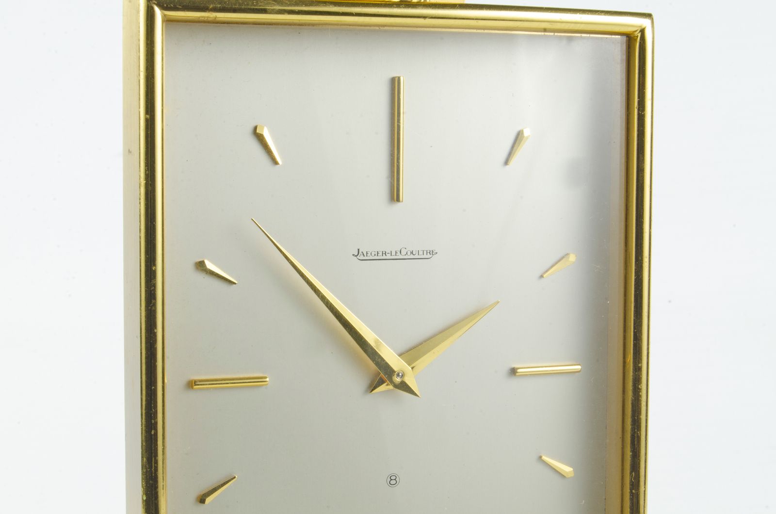 Mid 20th Century Modern Golden Brass 8 Days Movement Clock By Jaeger Lecoultre, Switzerland photo Home Decor