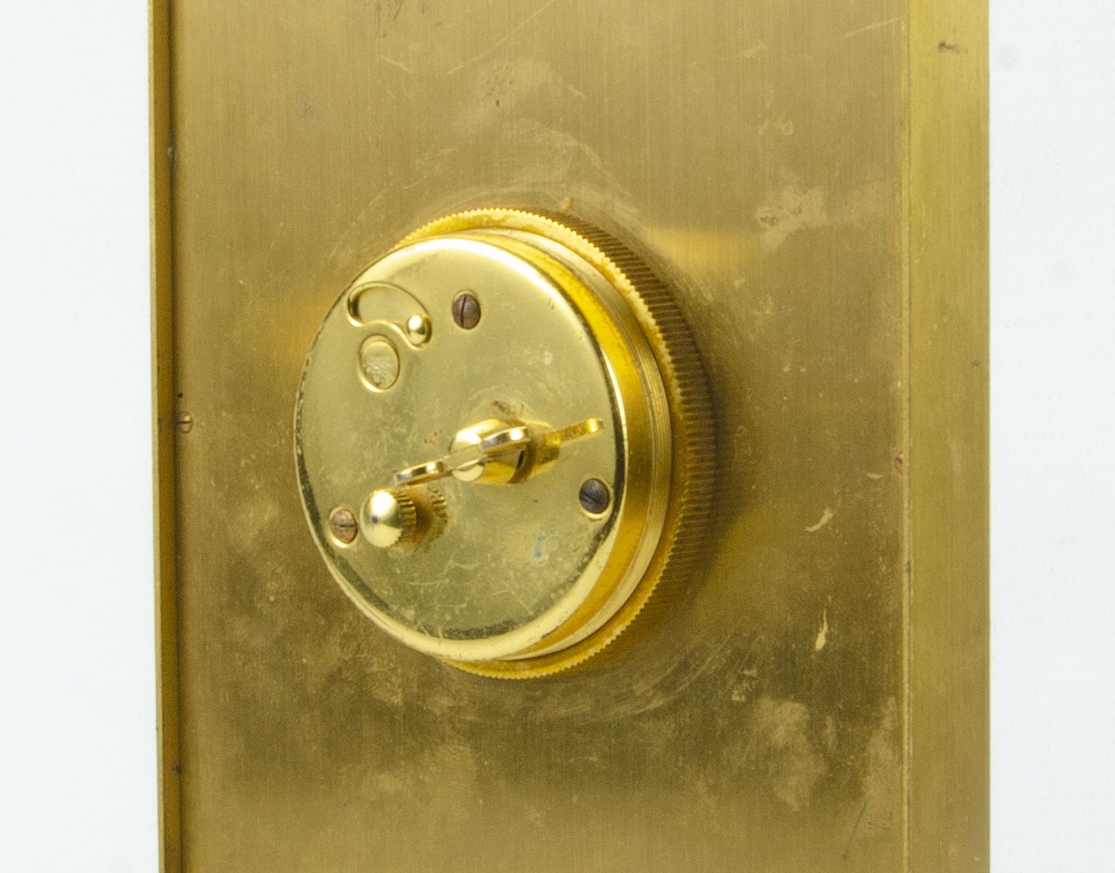 Mid 20th Century Modern Golden Brass 8 Days Movement Clock By Jaeger Lecoultre, Switzerland photo vinterior