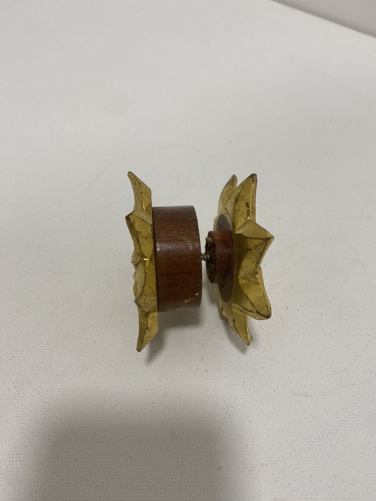 photo for sale Gold Pair Oak Hand Carved Door Handle Pullers Gio Ponti Guglielmo Ulrich 1950s