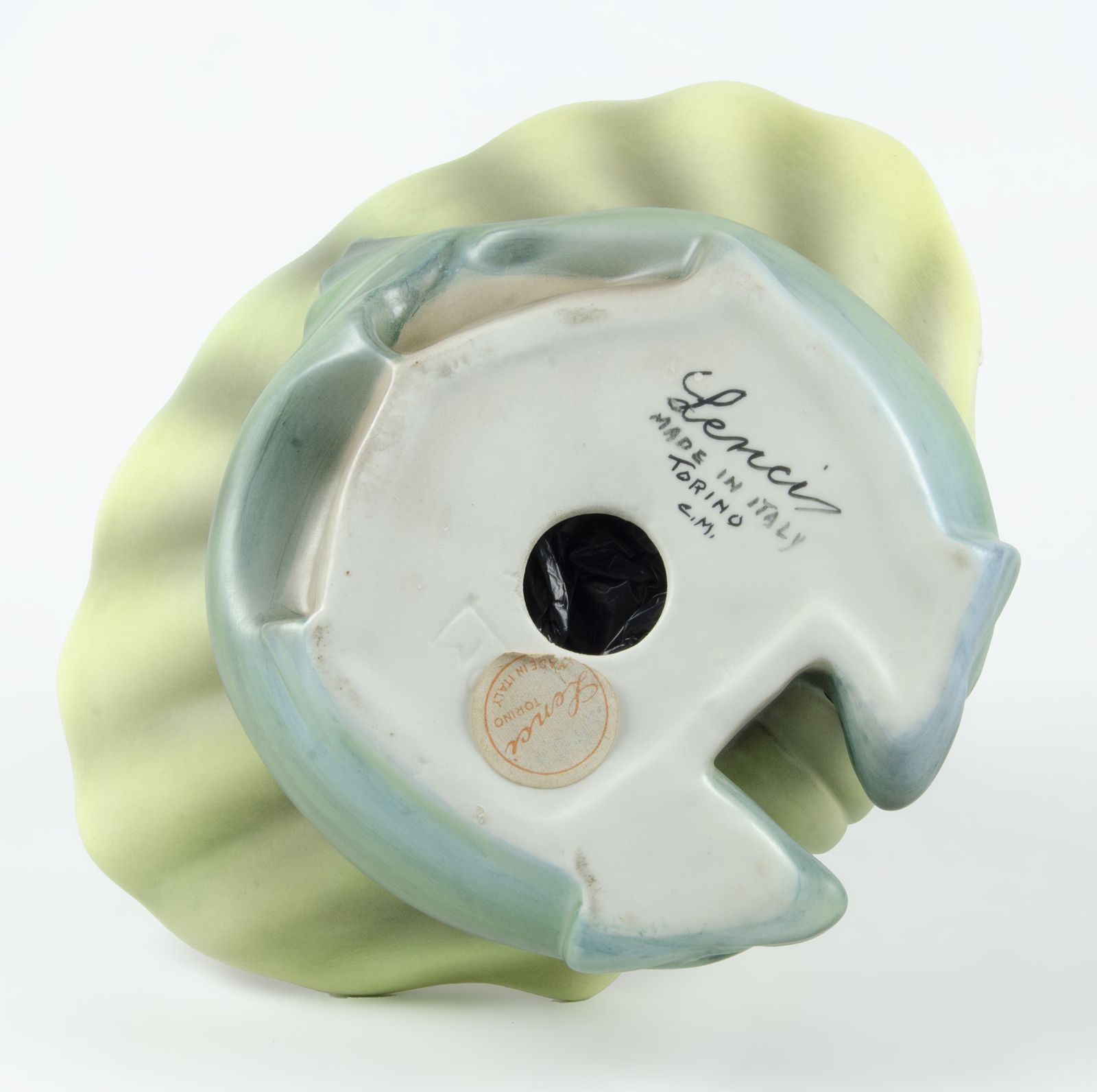 1930s Torino Glazed Porcelain Sculpture Of Seated Venus On Shell Over Dolphins, Manufactured By Lenci, Italy photo Art