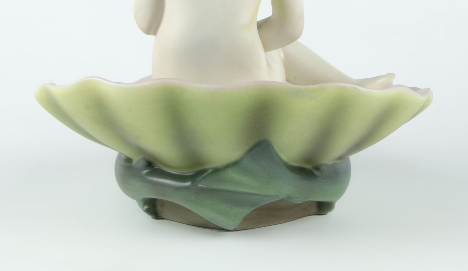 1930s Torino Glazed Porcelain Sculpture Of Seated Venus On Shell Over Dolphins, Manufactured By Lenci, Italy photo buy