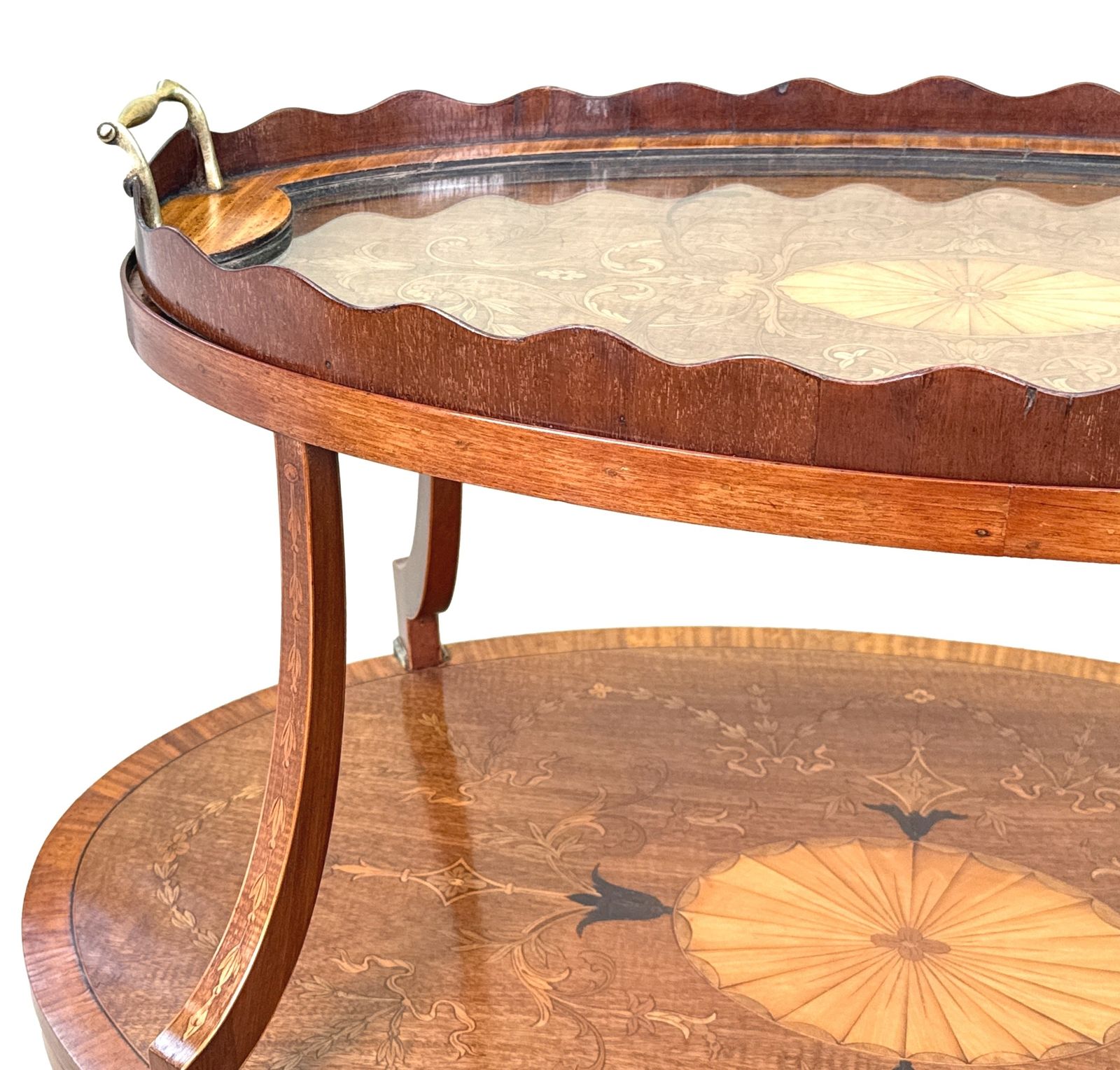 Fine 19th Century Mahogany & Satinwood Two Tier Table (England, Circa 1890) photo Furniture