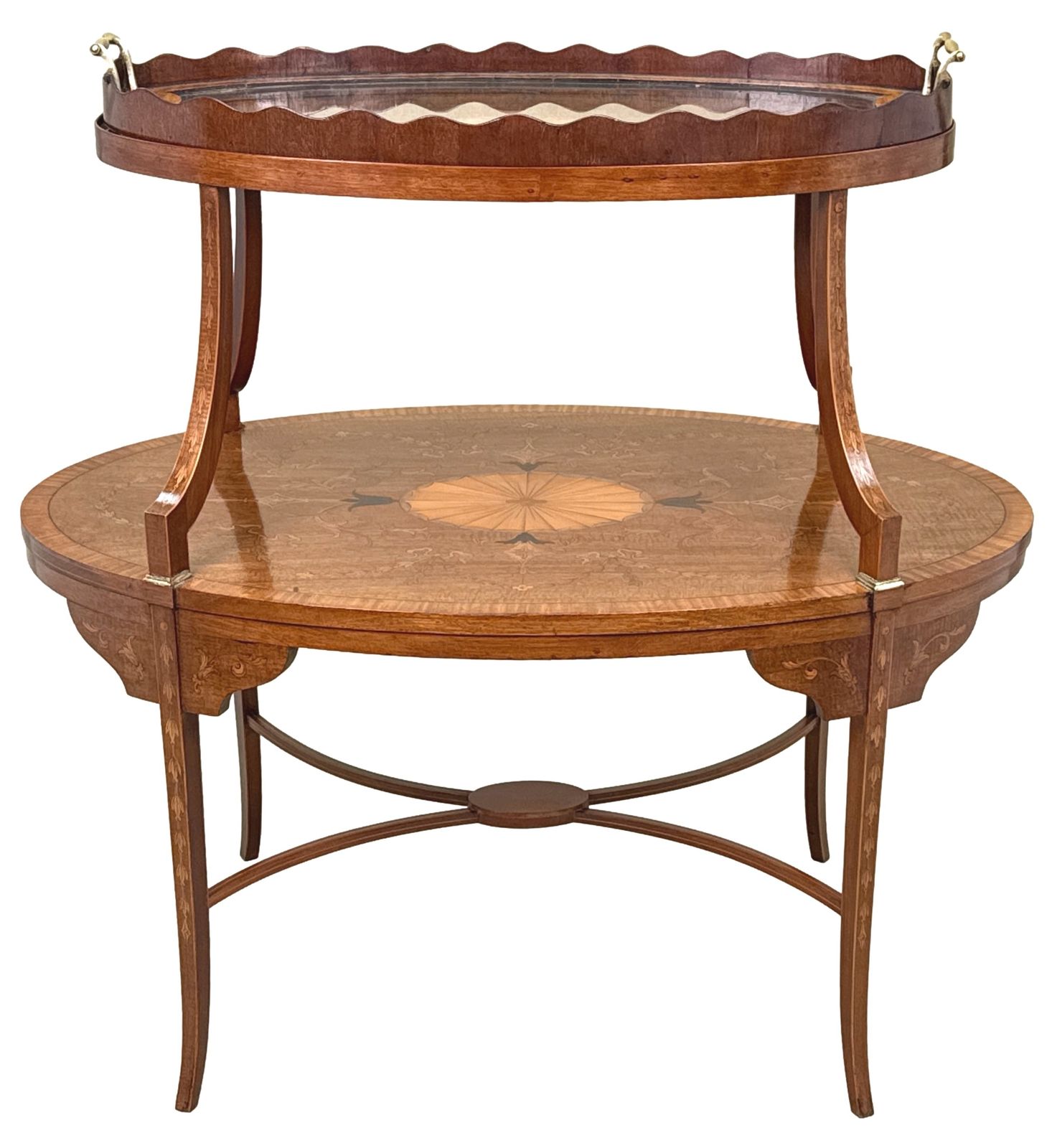 Fine 19th Century Mahogany & Satinwood Two Tier Table (England, Circa 1890) photo vinterior