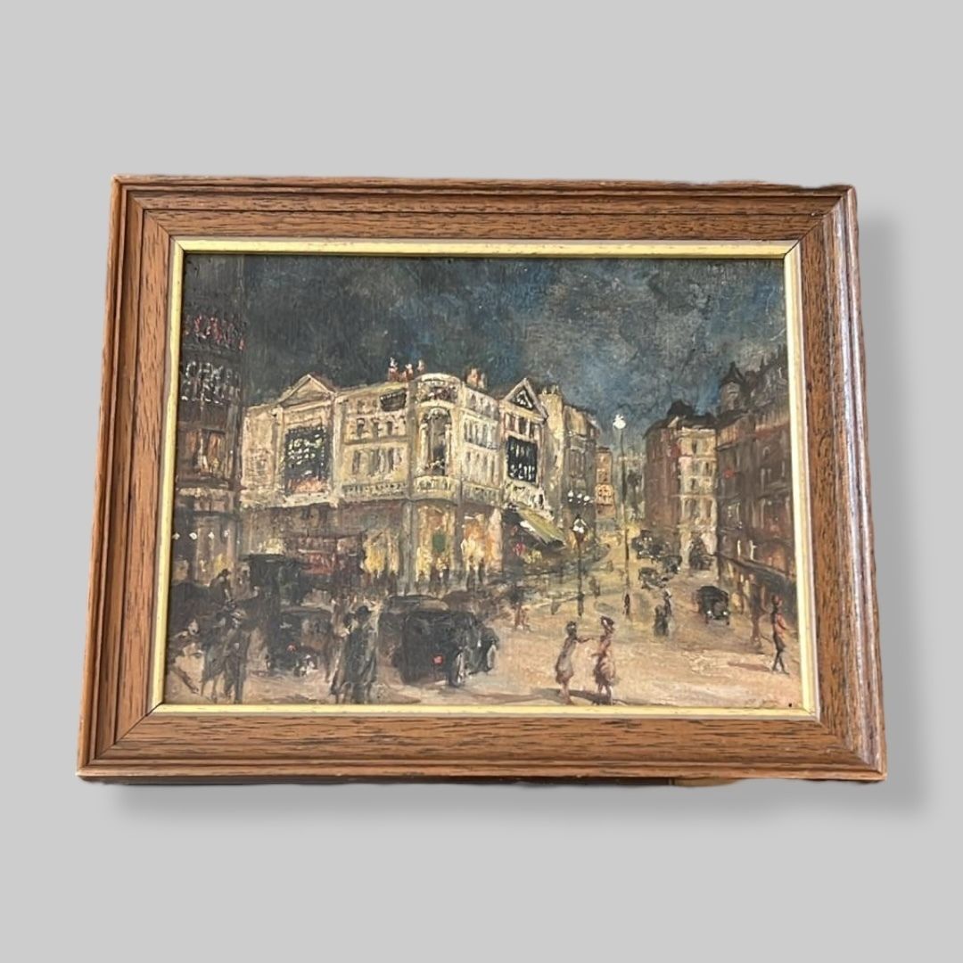 Guy Edward Broun Morrison, "Piccadilly Circus", Oil On Board