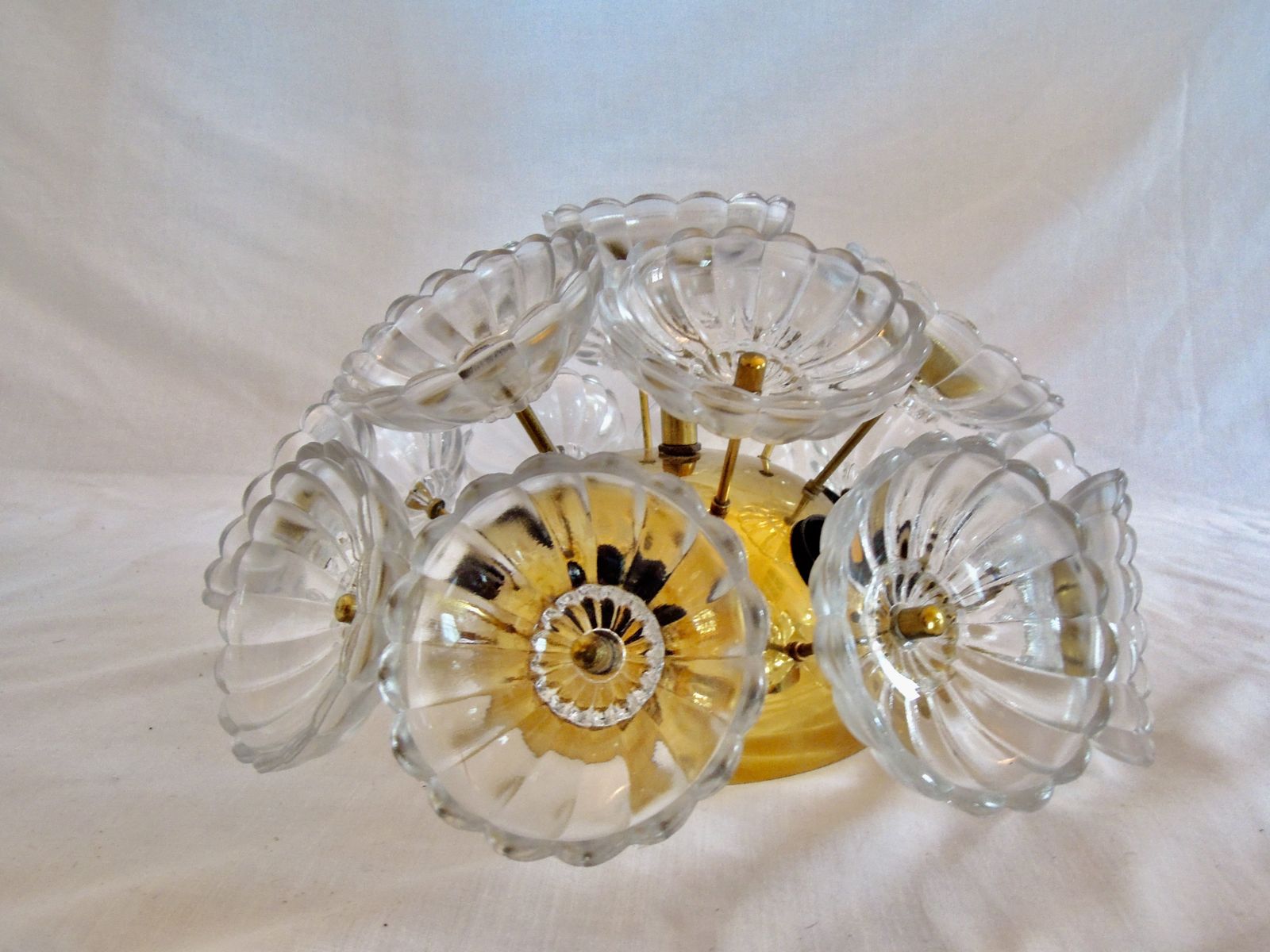 1960 Germany Sputnik 'Dandelion' Glass Flowers & Brass, Flush Mounted Or Wall Sconce photo furniture