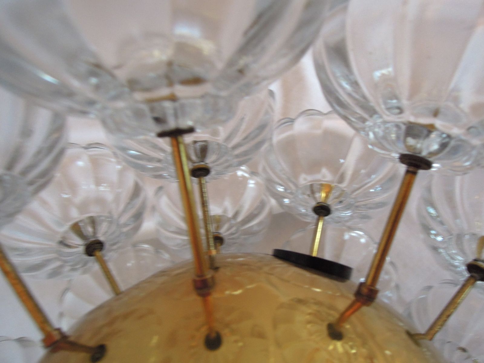 1960 Germany Sputnik 'Dandelion' Glass Flowers & Brass, Flush Mounted Or Wall Sconce photo vinterior