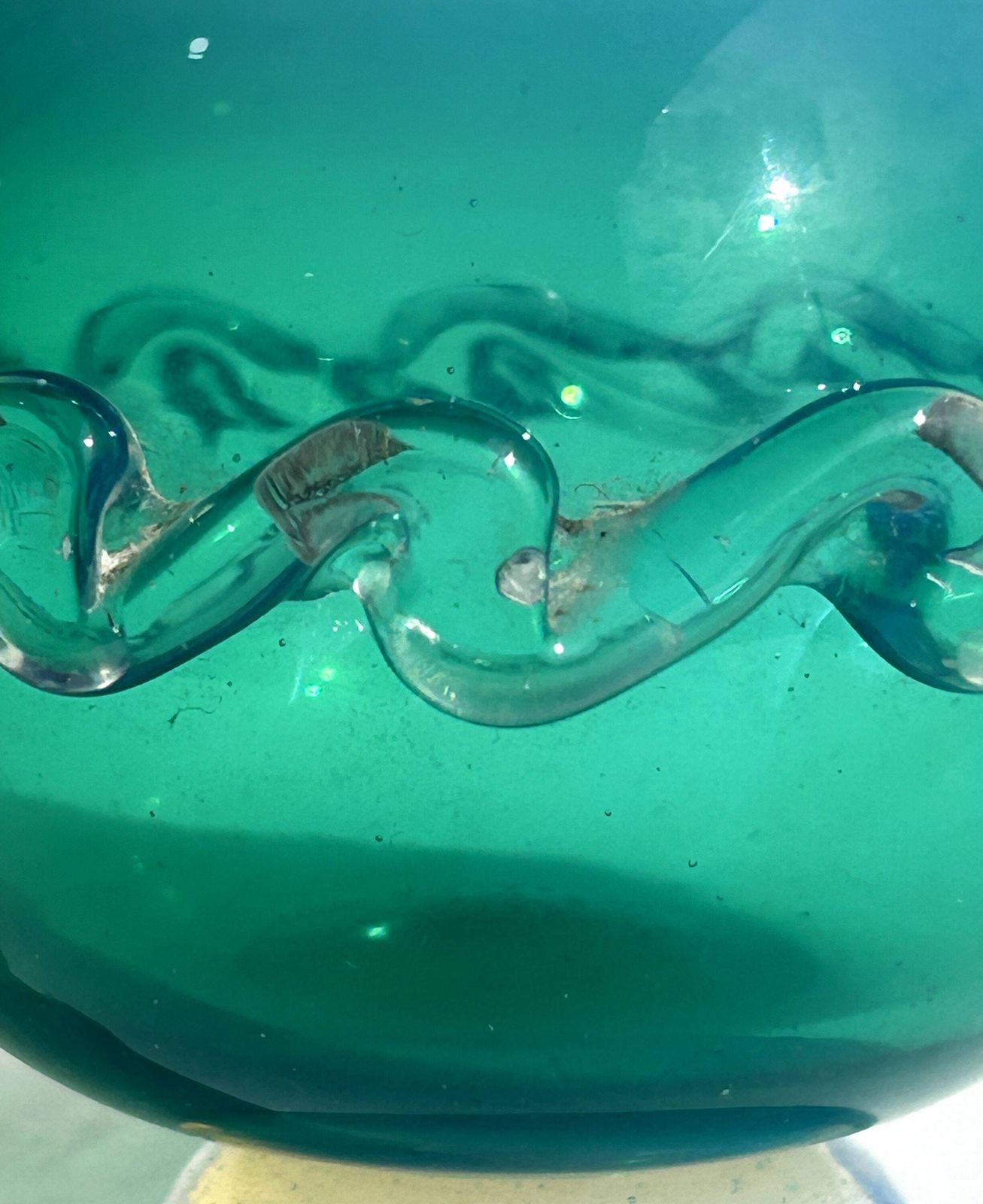 Mid Century Murano Cased Opalescent Blue Glass Decorative Scent/Perfume Bottle With Rigaree Italy photo for sale