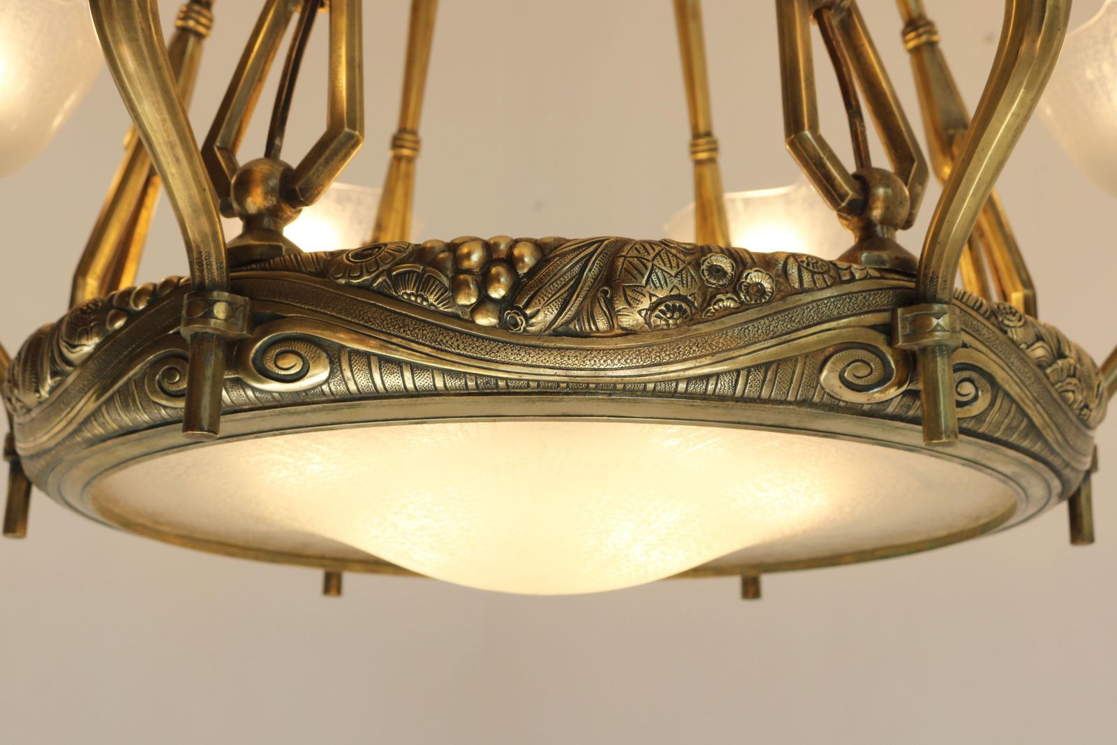 Monumentale Grote Art Deco Hanglamp Van Maurice Dufrene & Daum Nancy, 1920, Brons photo vinterior