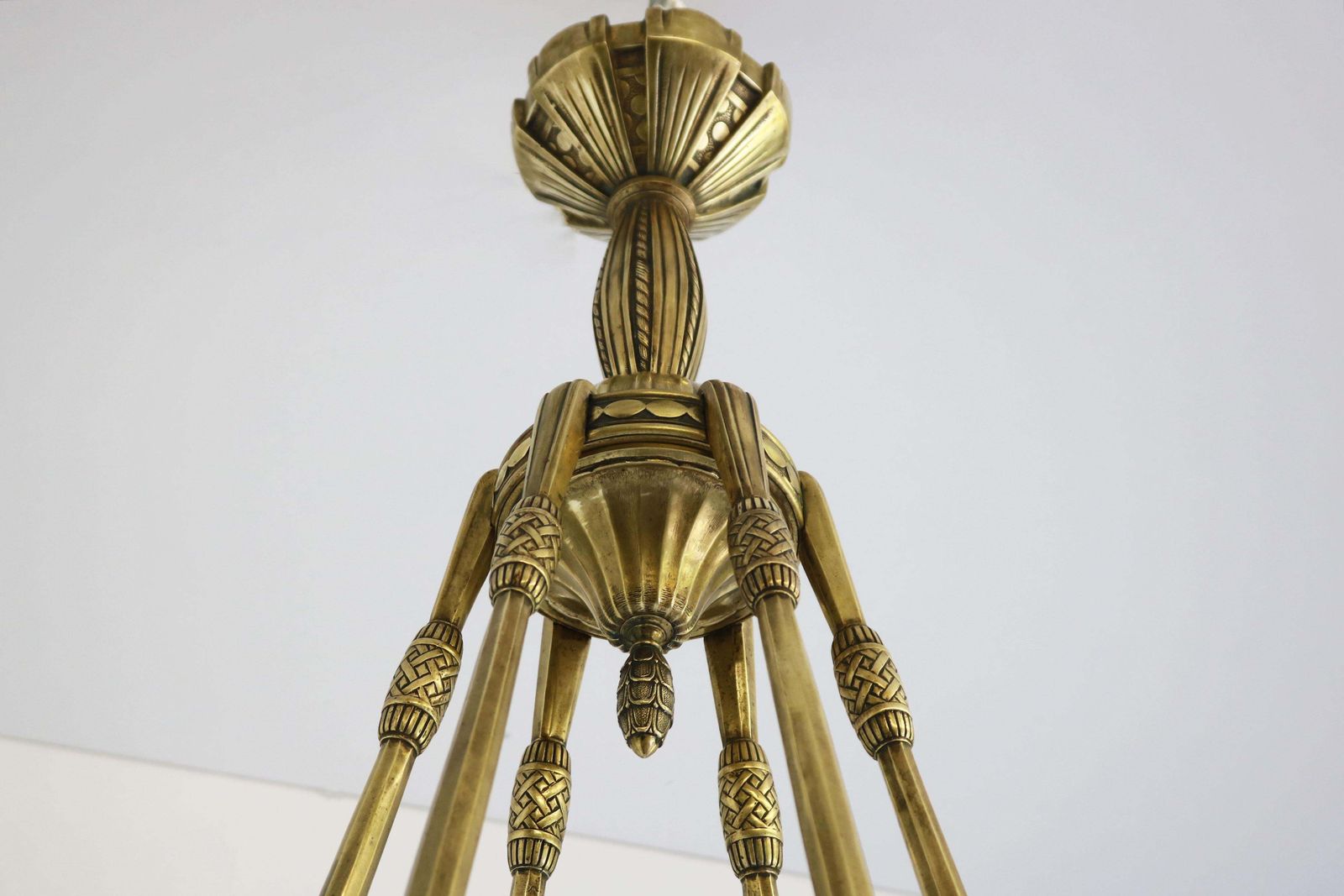 Monumental Large Art Deco Chandelier By Maurice Dufrene & Daum Nancy 1920 Bronze photo vintage
