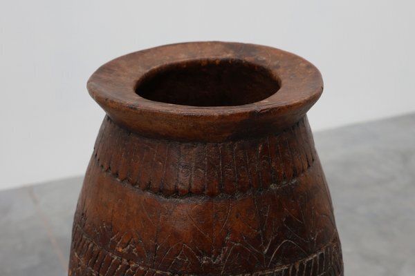 Rustic Wabi Sabi Style Vase In Wood, France, 1800s photo for sale