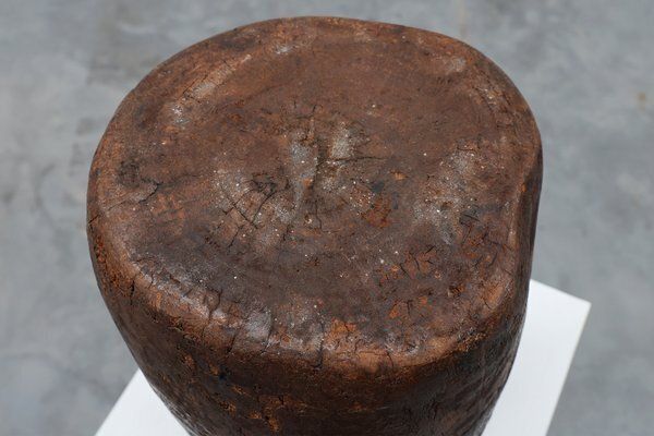 Home Decor Rustic Wabi Sabi Style Vase In Wood, France, 1800s photo