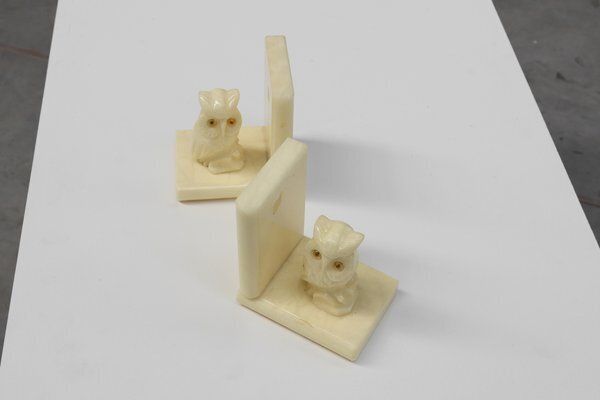 photo for sale Alabaster Hand Carved Bookends, 1920s, Set Of 2