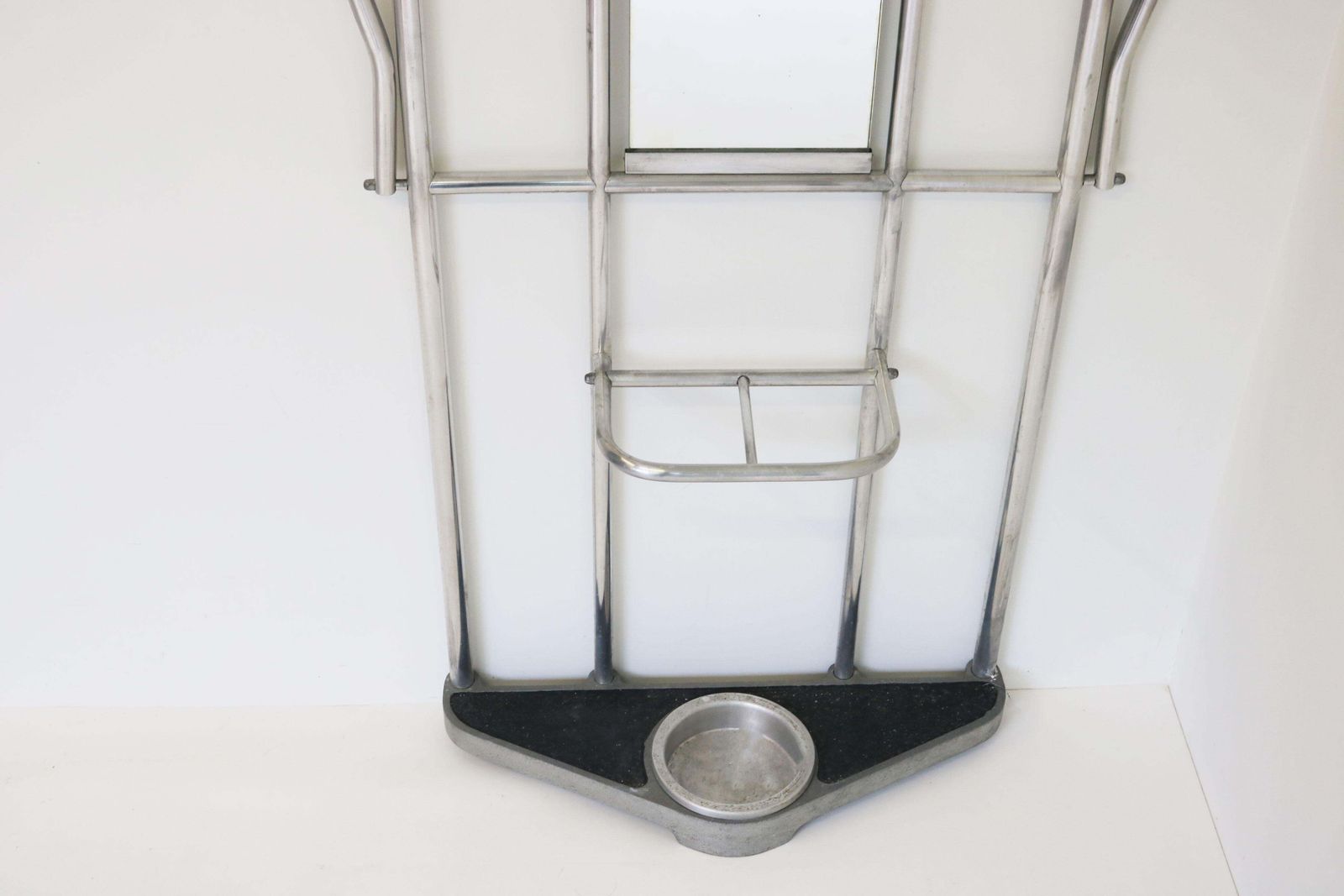 3391.0 Art Deco Polished Aluminum Hall Tree Umbrella Stand Coat Rack Bauhaus photo