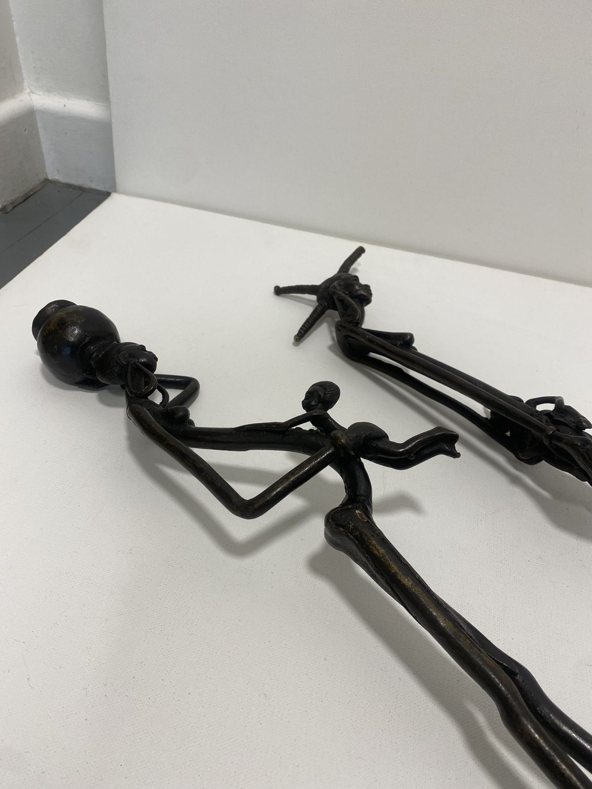 Tall Bronze Masai Pair Sculptures 1960s Vintage Kenya Mother Baby Giacometti photo 1110.0