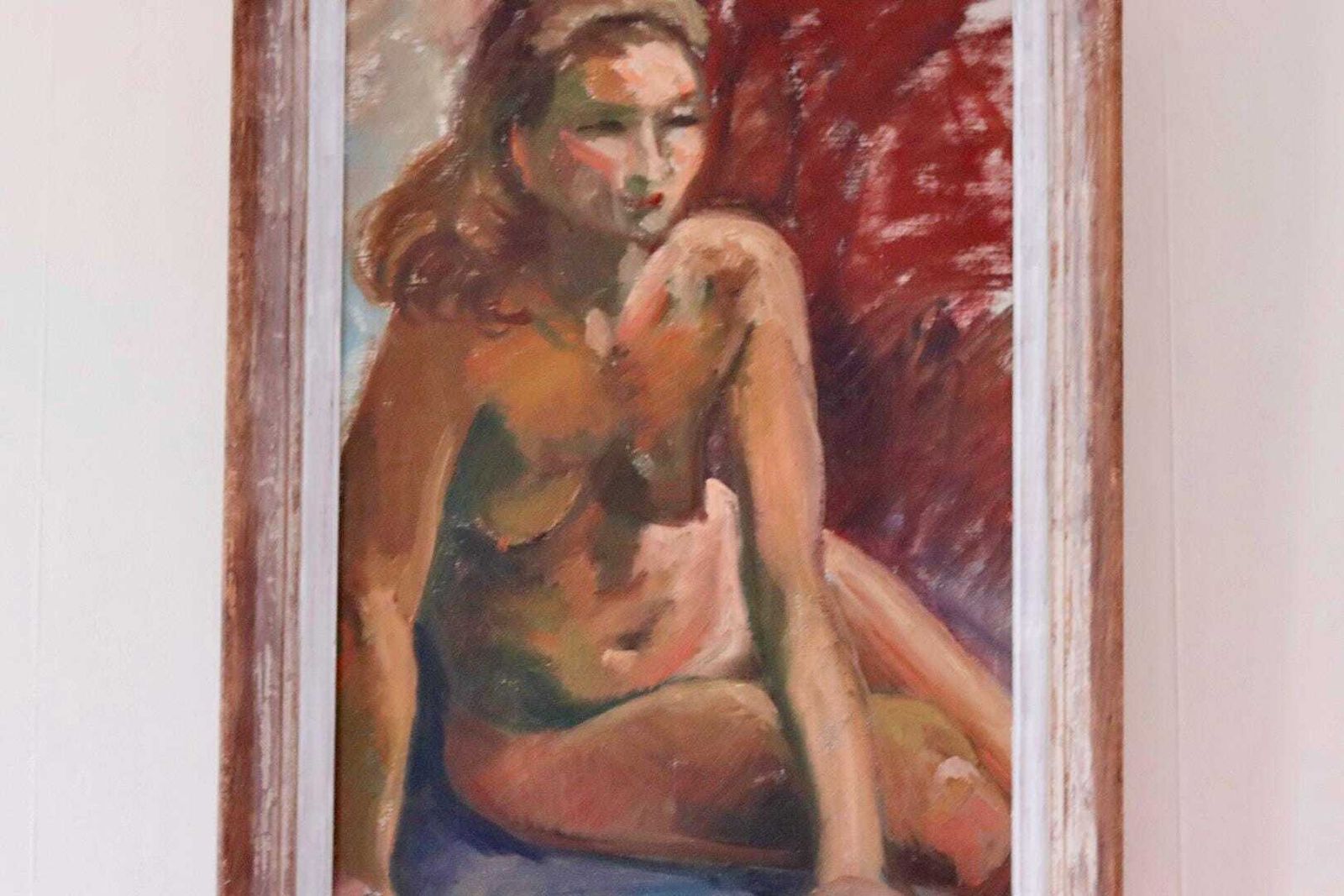 Mid 20th Century Original Oil On Canvas – Nude Woman – Vintage & Framed, 41 X 60 Cm / 16.1 X 23.6 In photo Art