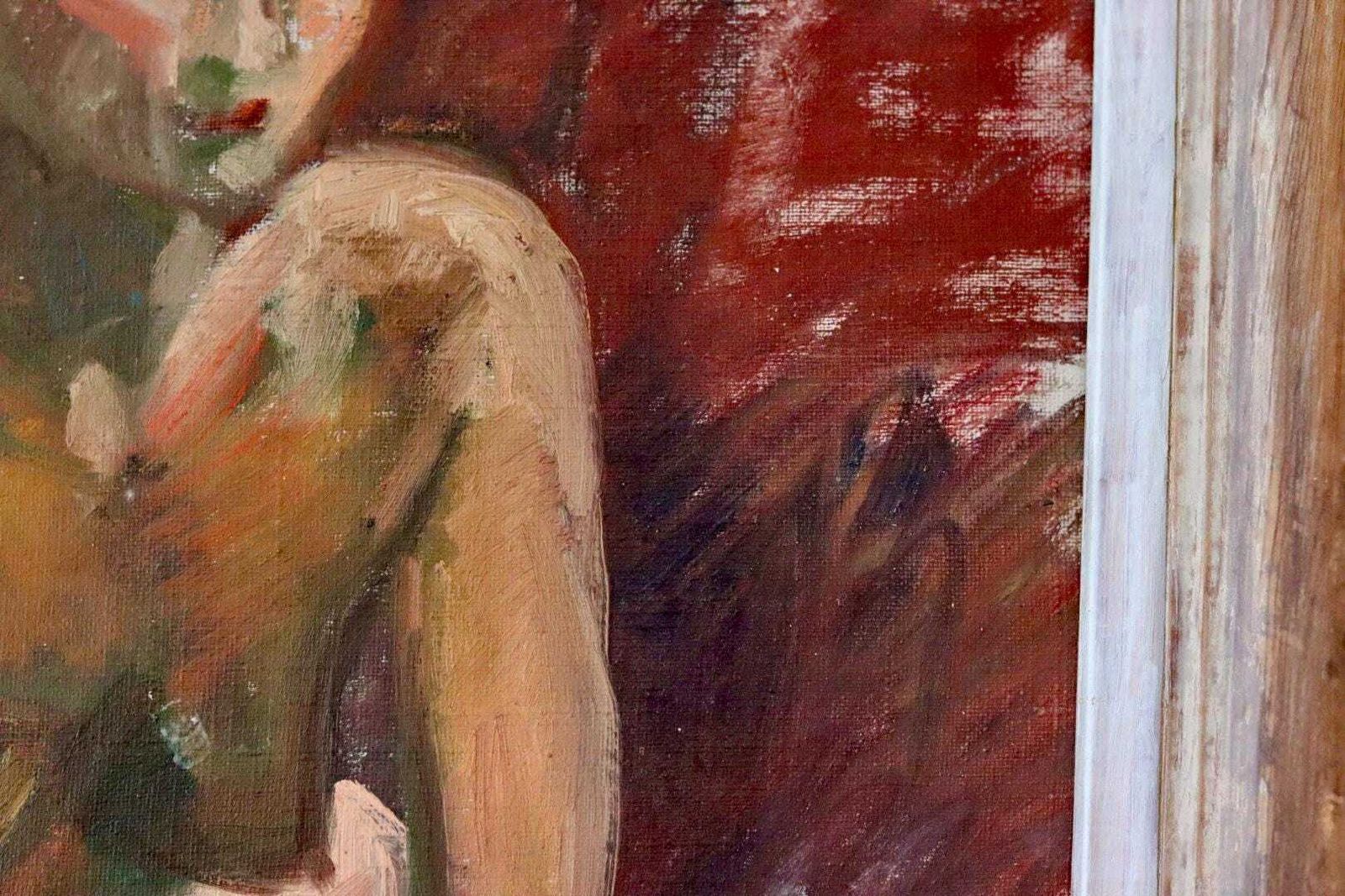 photo furniture Mid 20th Century Original Oil On Canvas – Nude Woman – Vintage & Framed, 41 X 60 Cm / 16.1 X 23.6 In