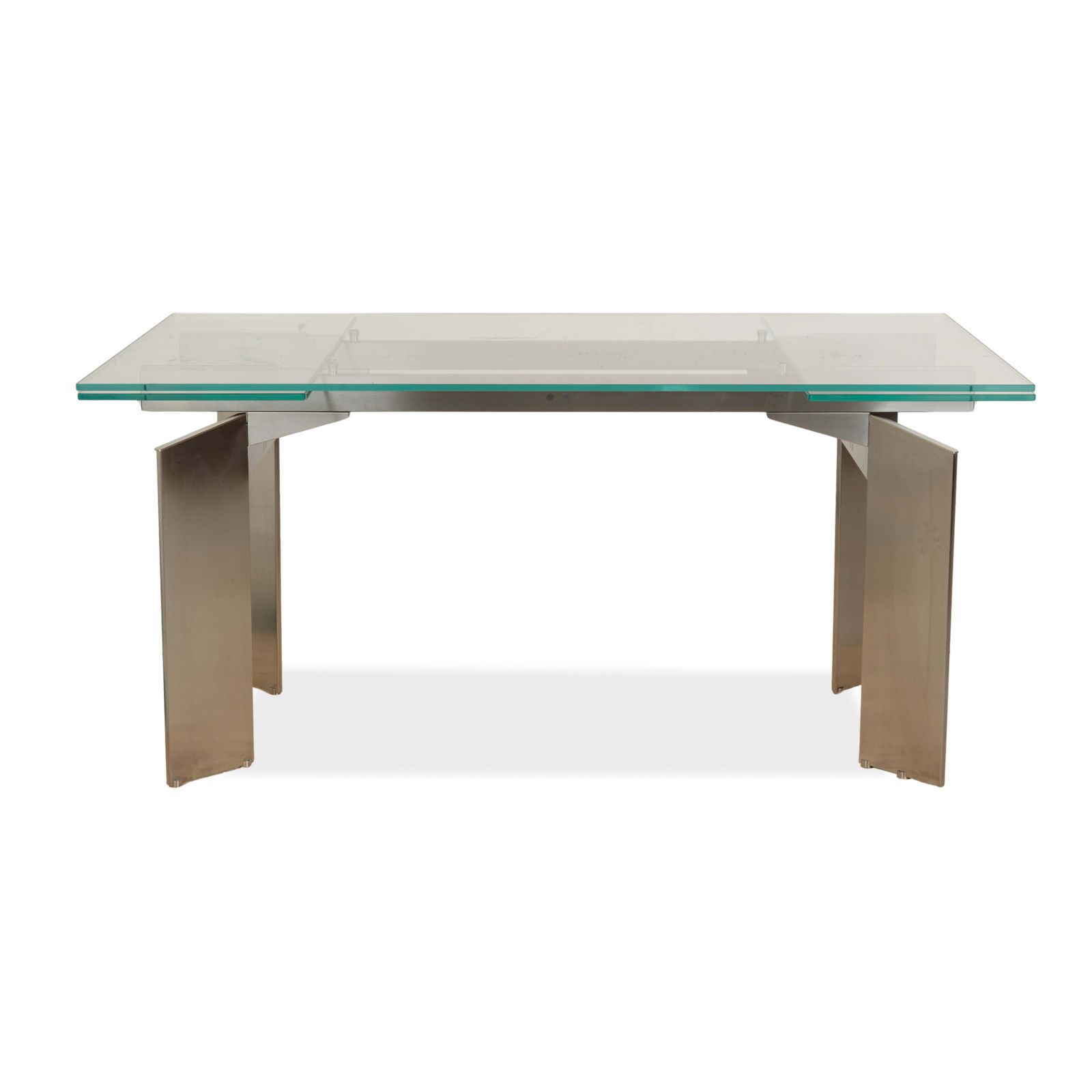 Table Cattelan Italia en verre argenté, 160-240 x 77 cm photo vintage