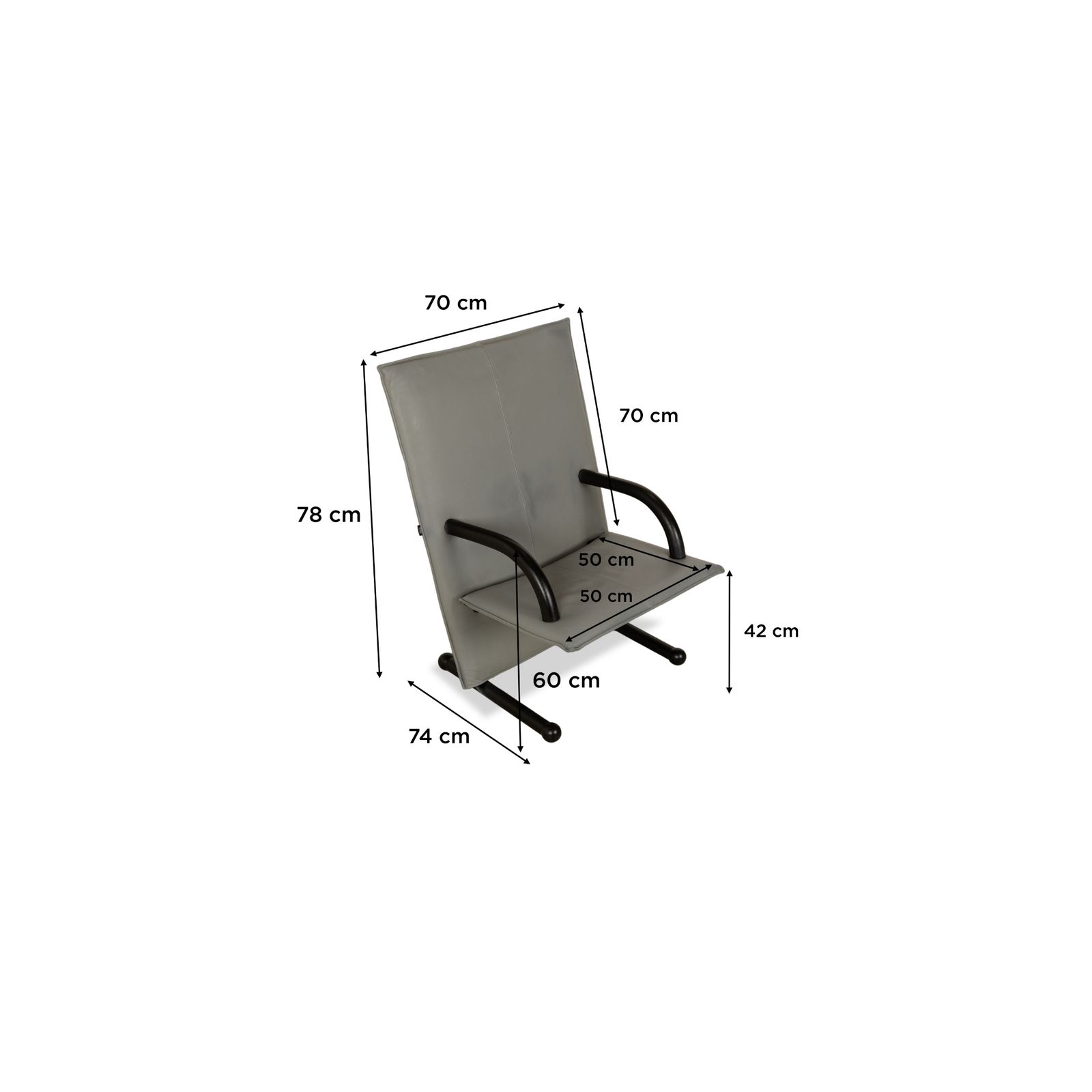 Fauteuil Arflex T Line en cuir gris et noir photo furniture