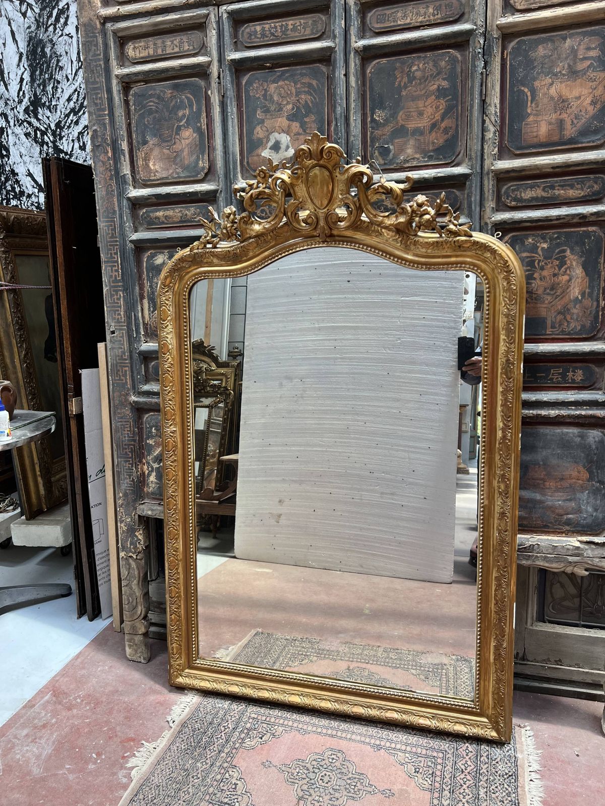 Louis XV Style Mirror In Wood And Gilded Stucco, 20th Century photo furniture