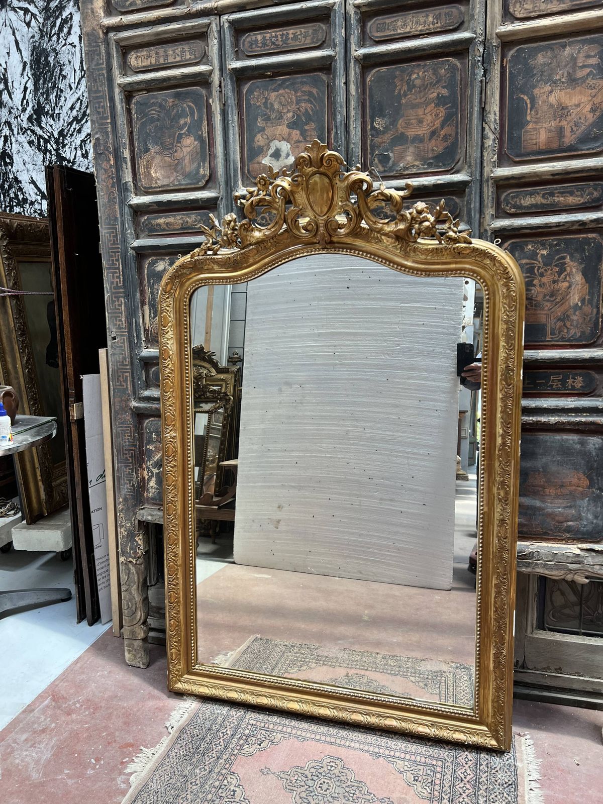 Louis XV Style Mirror In Wood And Gilded Stucco, 20th Century photo for sale