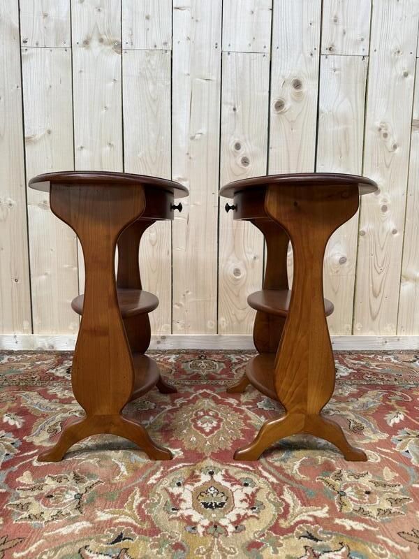 Paire De Tables De Chevets Ovales En Merisier photo furniture