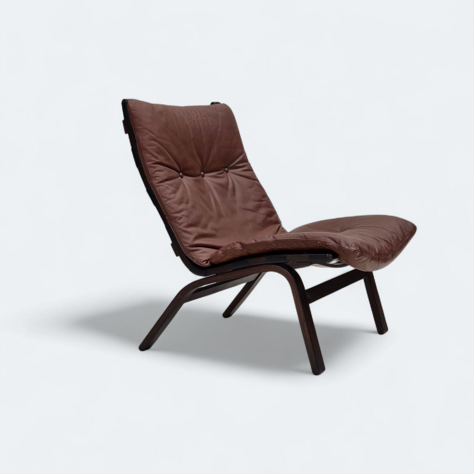 1970s, Danish Loungechair By Farstrup, Furniture Leather, Canvas, Bent Wood.