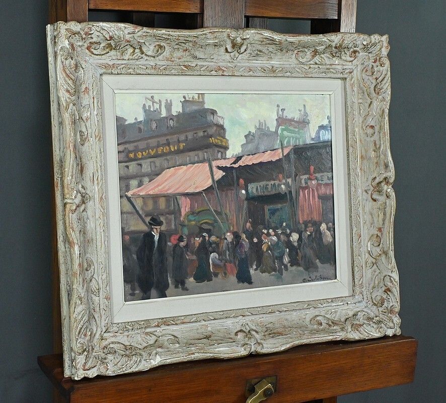 Painting “Street Scene” By C. Subileau – Early 20th Century photo for sale