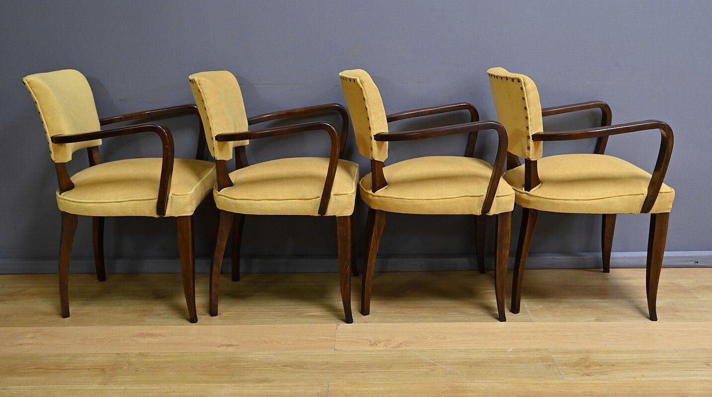 Set Of 4 Bridge Armchairs, Art Deco, J.Leleu Style – 1940 photo vinterior