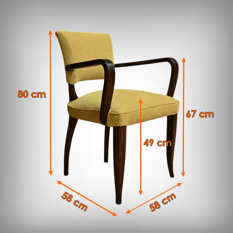 photo vintage Set Of 4 Bridge Armchairs, Art Deco, J.Leleu Style – 1940