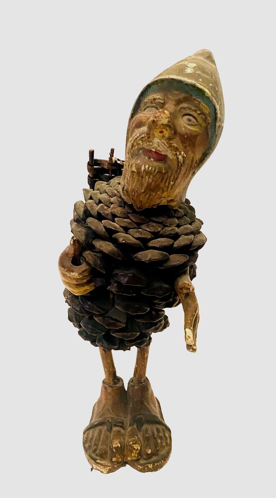 Folk Art Country Character Wooden Head And Feet. 20th Century. photo 239.0