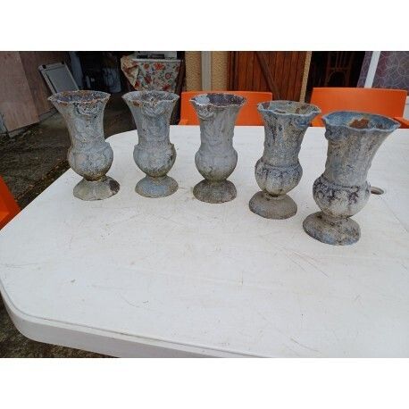Lot Of 5 Cast Iron Vases 1900 From Charleville   Mézières