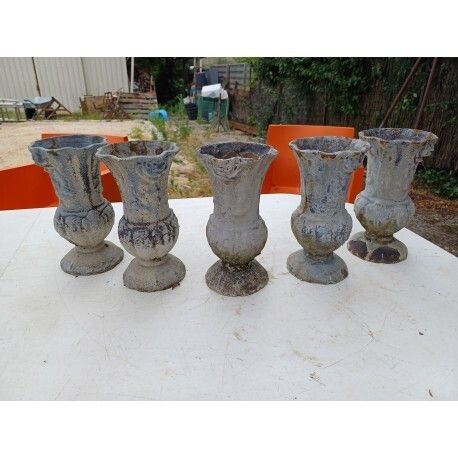 Home Decor Lot Of 5 Cast Iron Vases 1900 From Charleville   Mézières photo