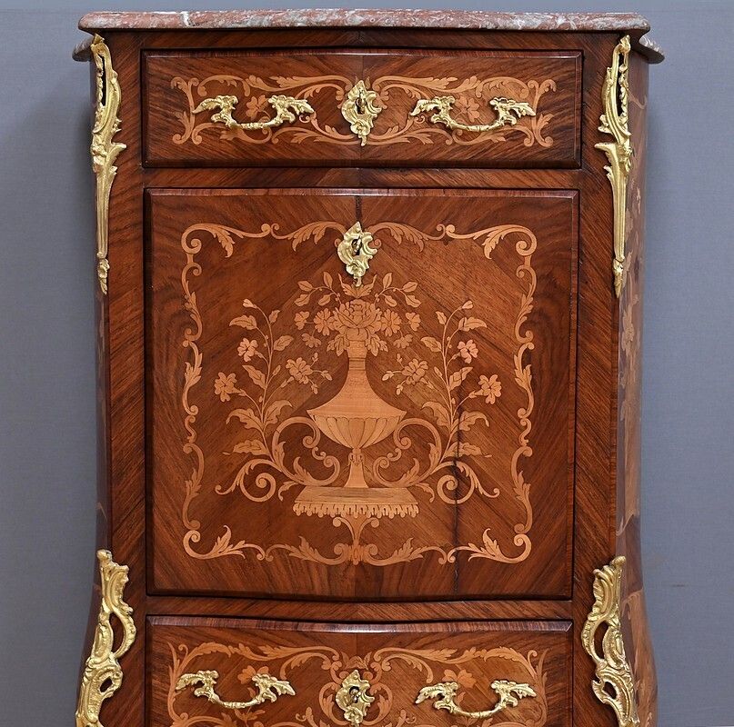 photo for sale Secretary In Precious Wood Marquetry, Transition Style, Napoleon III Period – Mid 19th Century