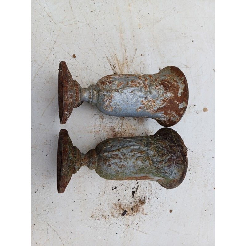 Pair Of Cast Iron Vases 1900 From Charleville Mézières photo Home Decor