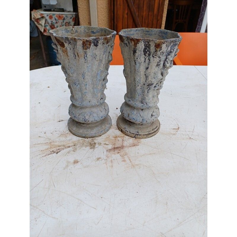 Pair Of Cast Iron Vases 1900 From Charleville Mézières photo buy