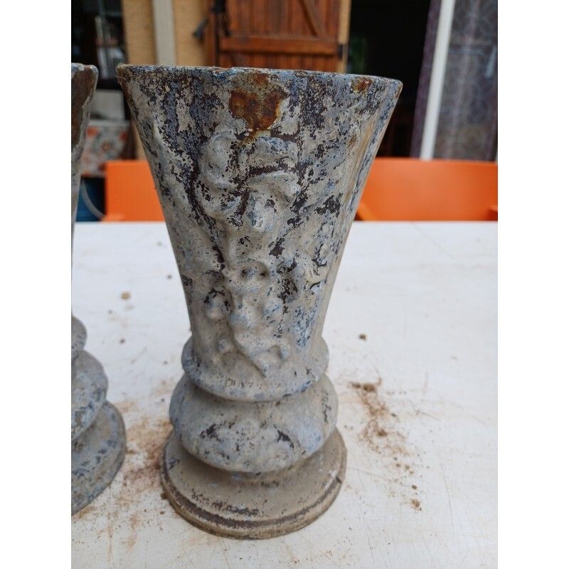 Home Decor Pair Of Cast Iron Vases 1900 From Charleville Mézières photo