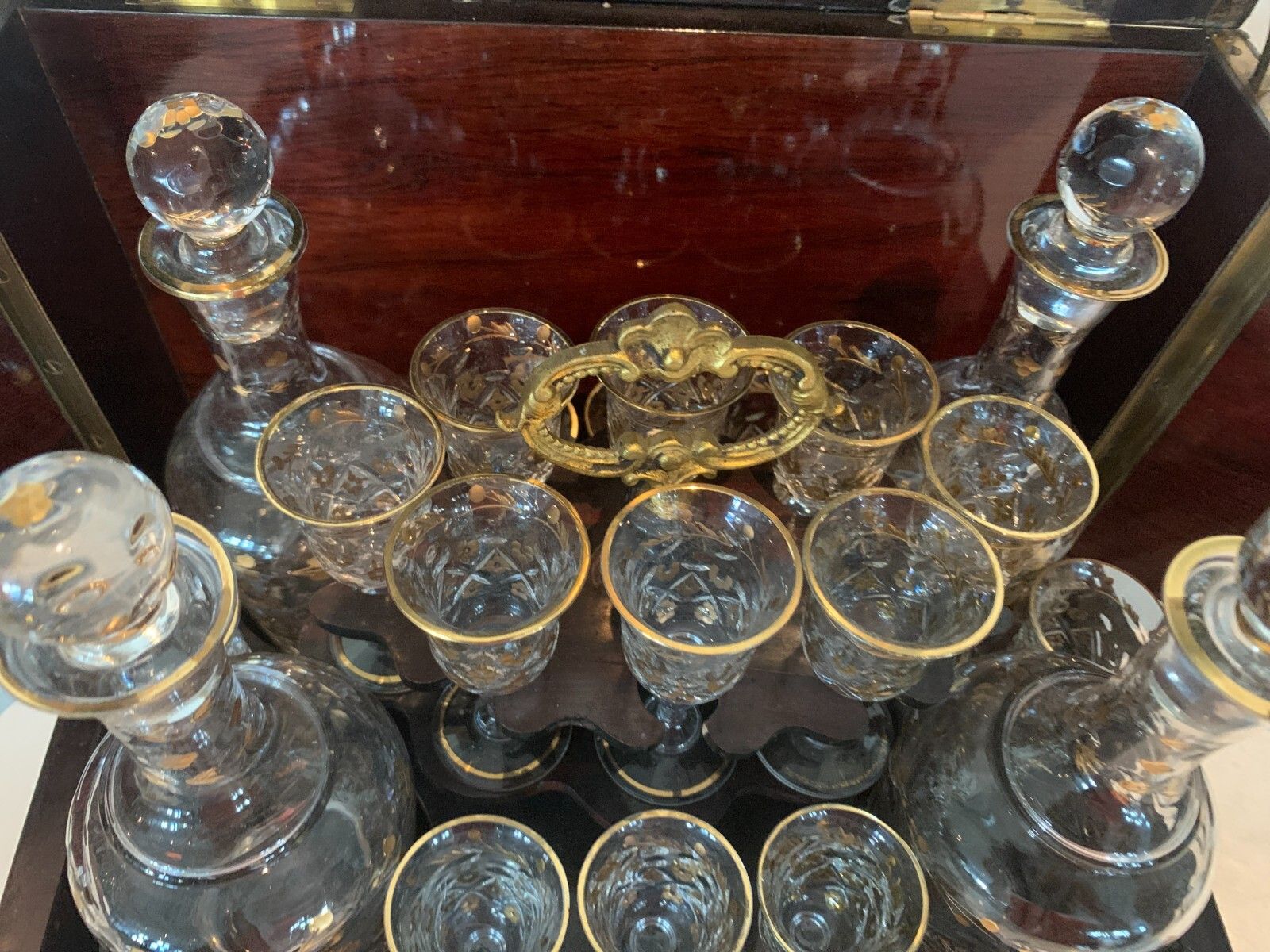 Complete Liquor Cellar Napoleon III Marquetry Ball Box 19th Century photo Furniture