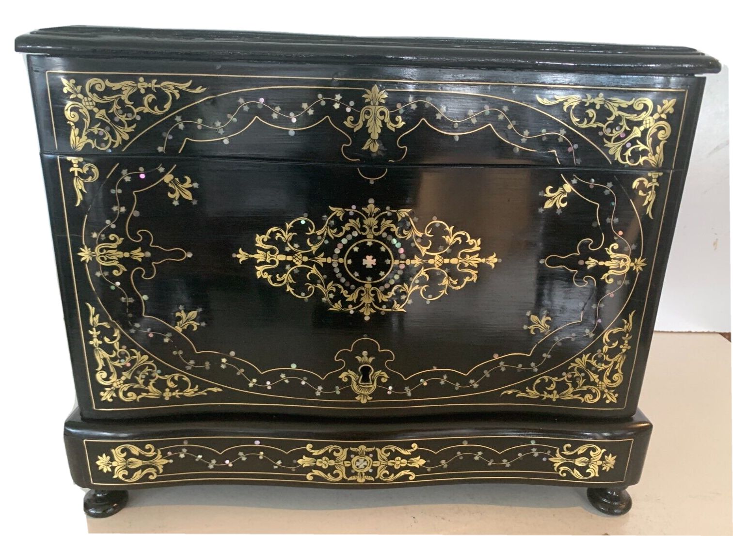 Complete Liquor Cellar Napoleon III Marquetry Ball Old Box photo for sale