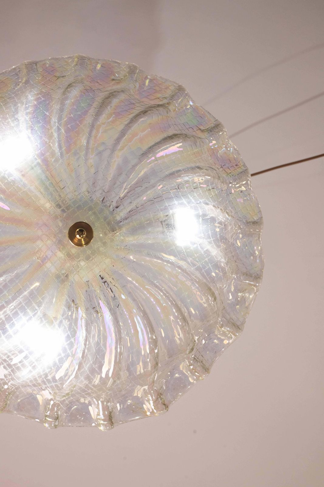 photo for sale Charming Italian Iridescent Murano Glass Ceiling Fixture, Murano, 1960