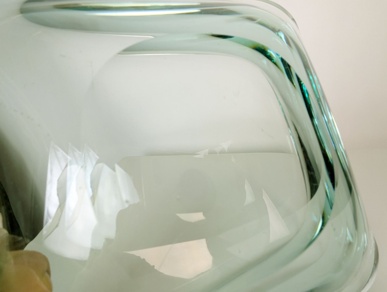 photo furniture Grinded & Cut Aquamarine Glass Bowl/Centerpiece By Fontana Arte, 1960s
