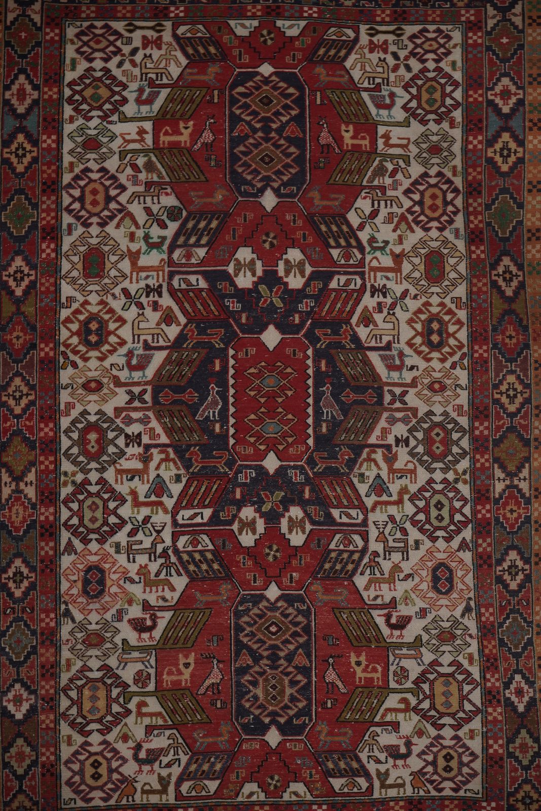 Vintage Animal Pattern Soumac Kilim Rug 4'' X 6'3'' photo furniture