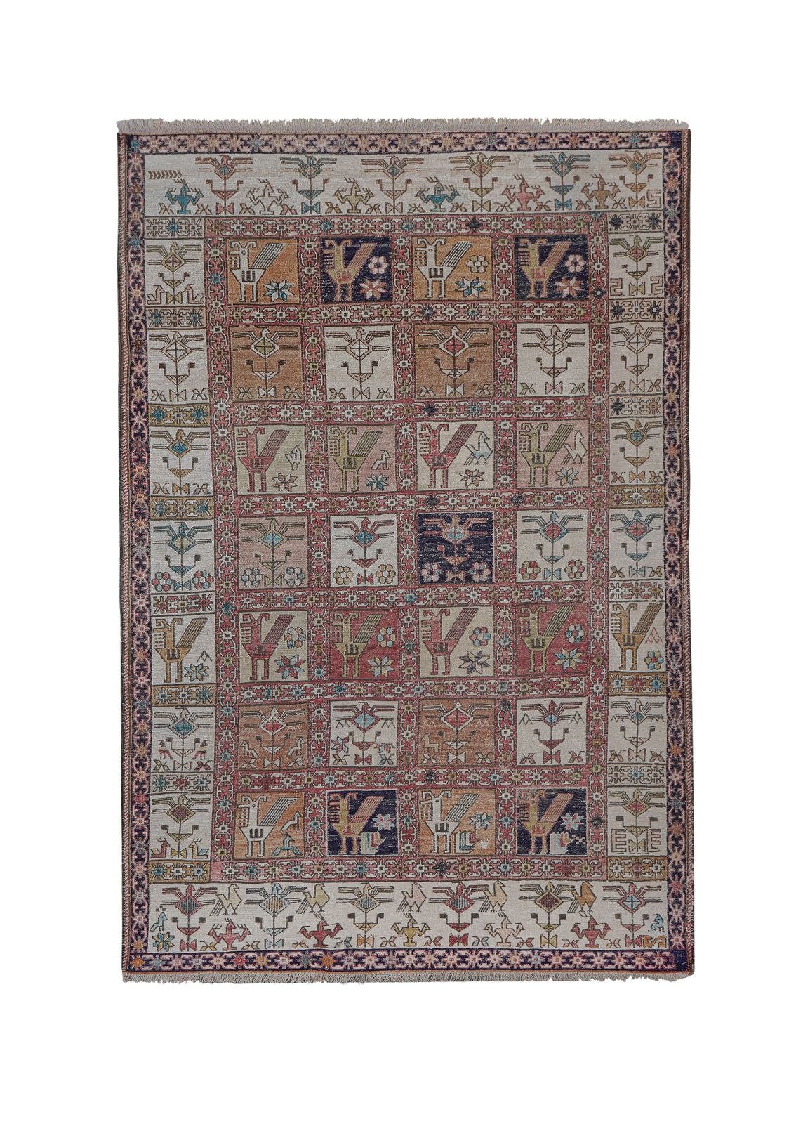 Soumac Kilim Pictorial Animals Rug 4'1'' X 5'8''