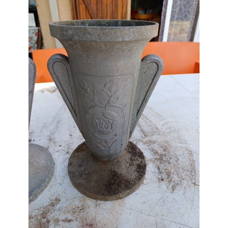 Pair Of Aluminum Vases 1900, 1900s photo furniture