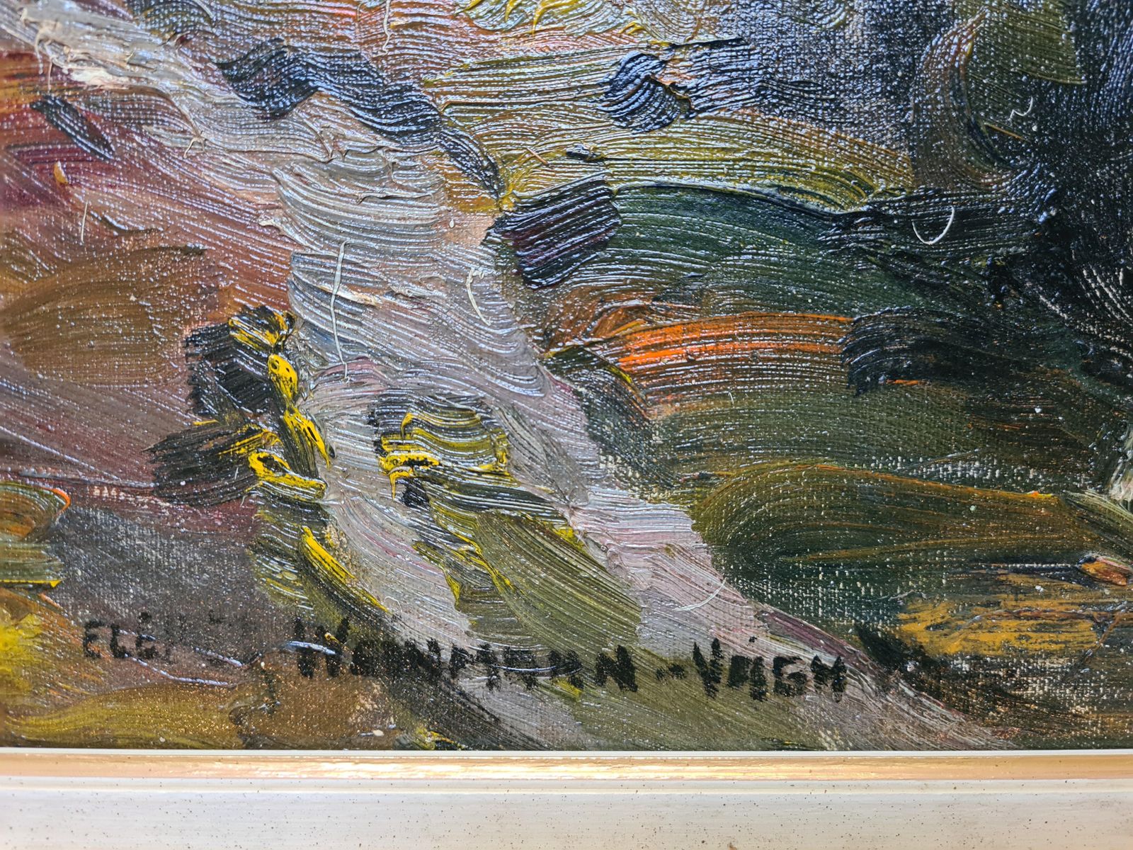 Mid Century Expressionist Landscape, Oil On Canvas. The Countryside By Elemer Vagh Weinmann photo for sale