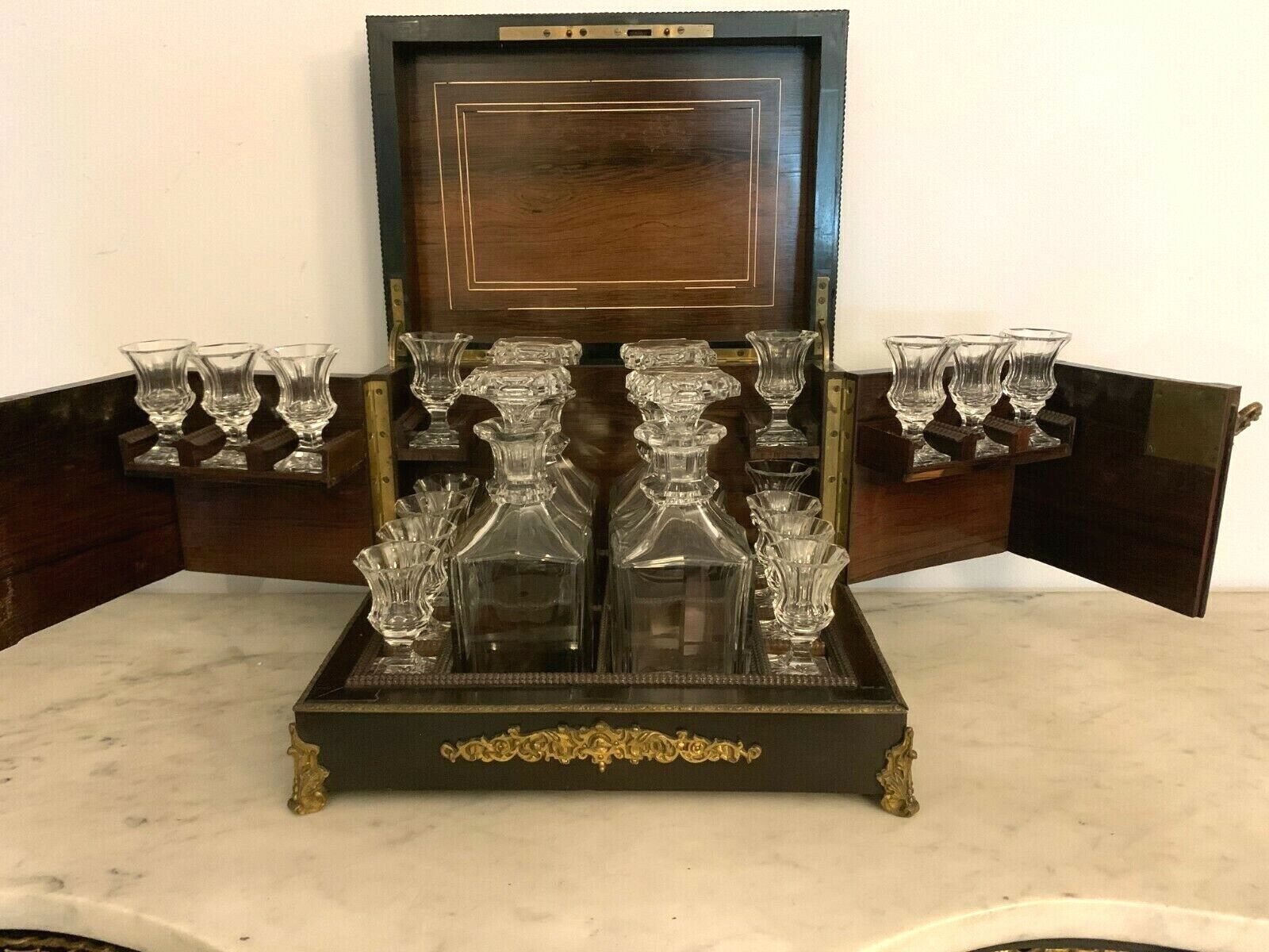 Napoleon III Liqueur Cellar Boulle Porcelain Plaque Marquetry 19th Century photo furniture