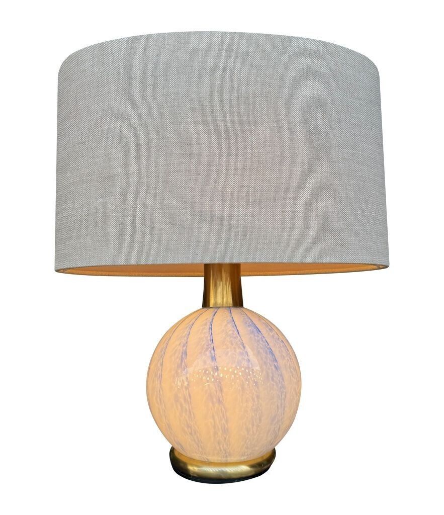 1650.0 A Lovely Pair Of 1960s Blue Murano Glass And Brass Lamps By La Murrina photo