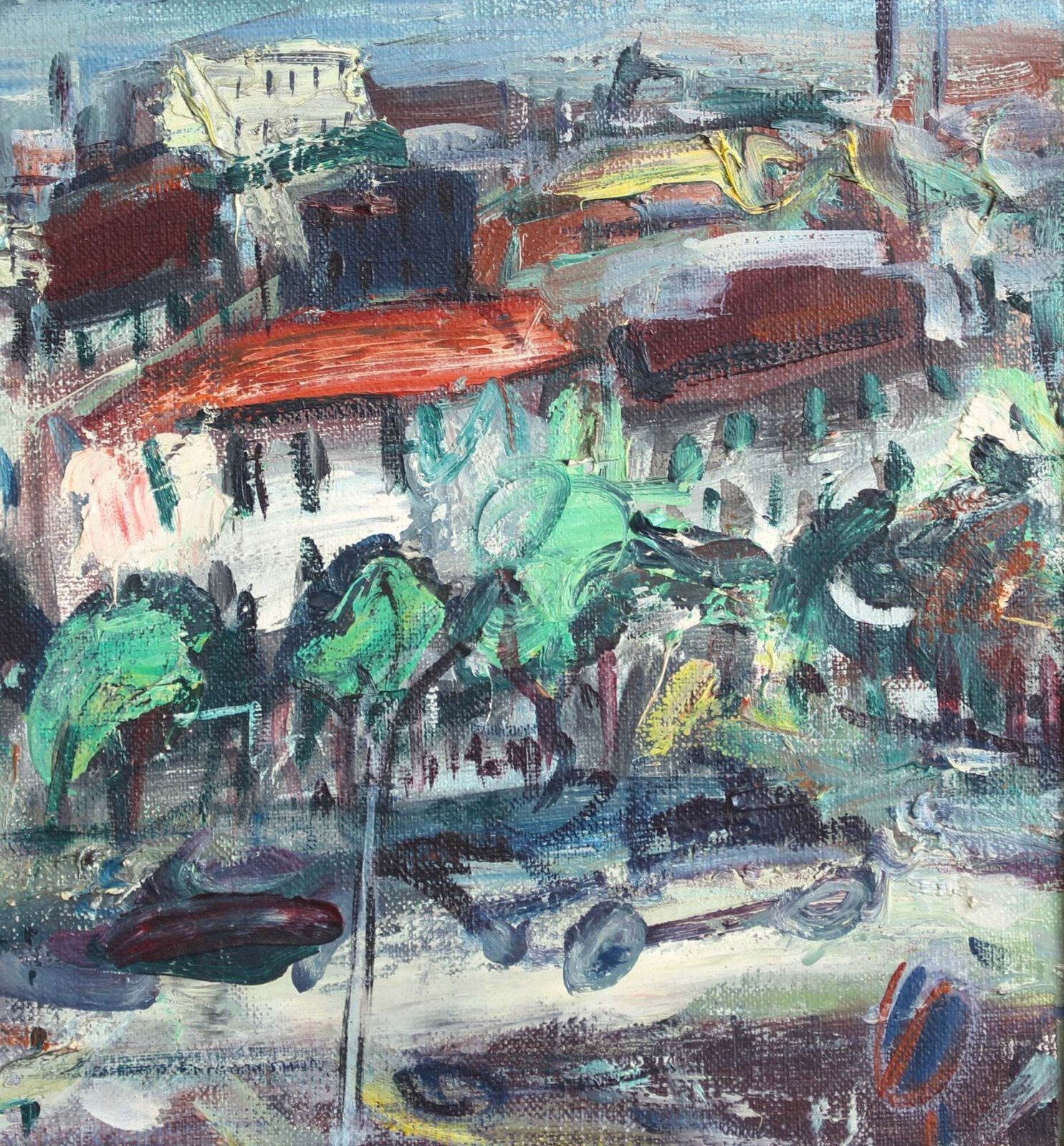 'View Over The City Of Red Roofs' By Guy Le Péqueux (Circa 1960s) photo vinterior