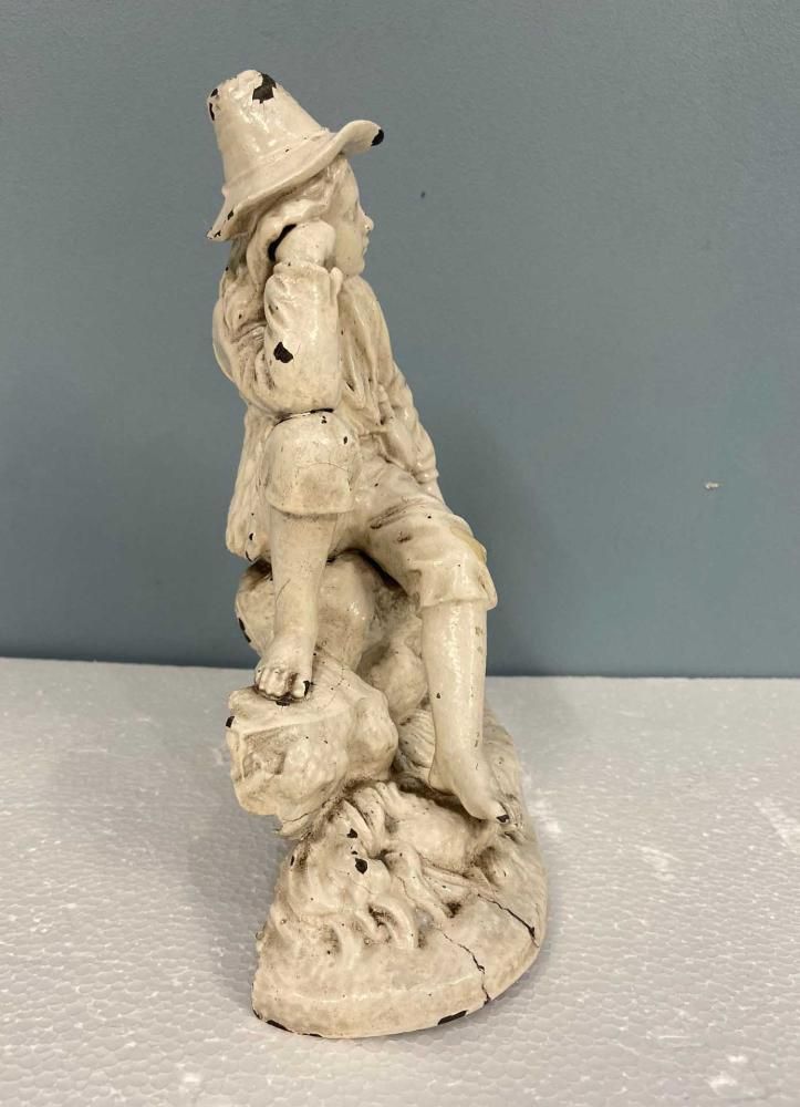 Victorian Cast Iron Shepherd Figurine Statue 1890 photo for sale
