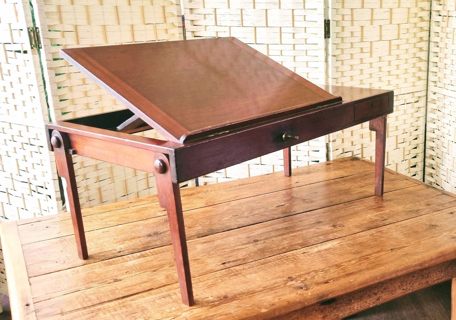 19th Century Mahogany Campaign, Folding Desktop Writing Table